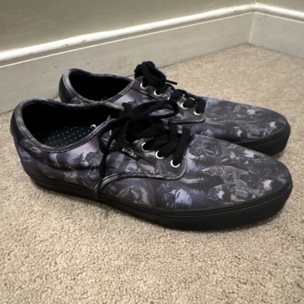 VANS Wolf Ultracush Lite Pro Men’s Graphic Canvas Sneakers Black Size 11